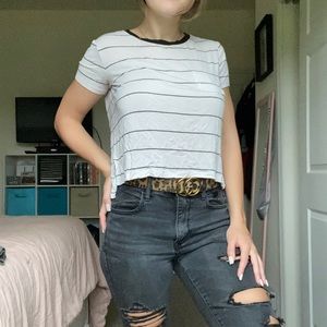 American Eagle black and white striped shirt xs